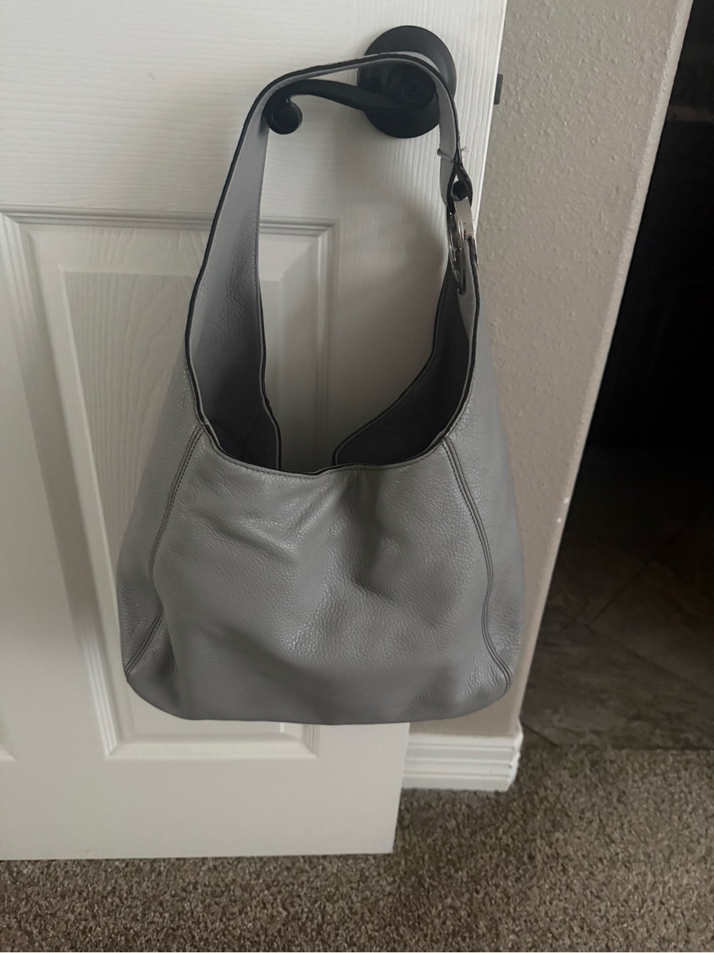 Michael Kors Gray Pebbled Leather Shoulder Hobo